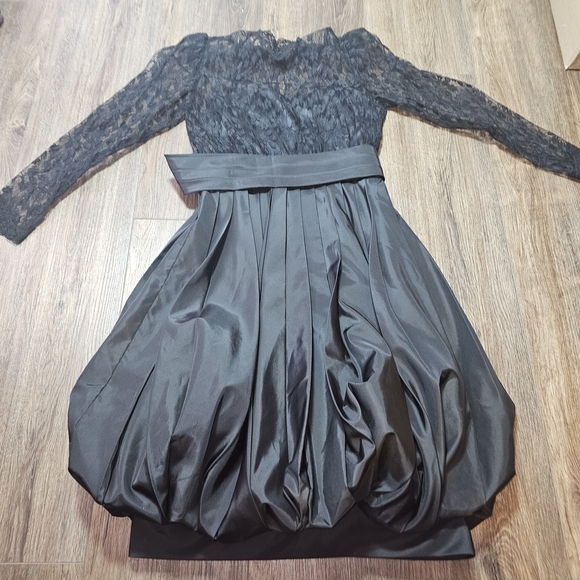 Vintage The Gilberts for Tally NY Black Lace & Taffeta Bubble Hem Cocktail Dress - Picture 10 of 16